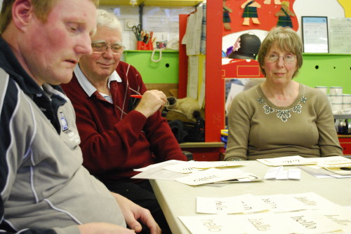 John, Stuart & Doreen - studying fonts for Calum