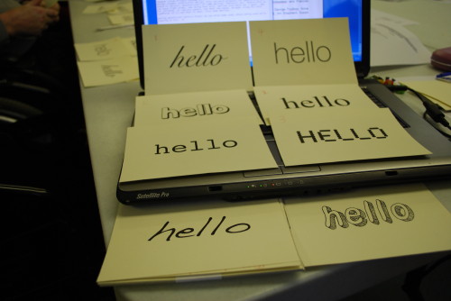 Listening to 'hello' and thinking about how it would be written down.